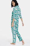 Zivame Blotched Bloom Woven Pyjama Set - Florida Key — thumbnail 3